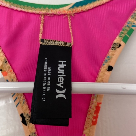 Hurley Bahia Electric Racerback in Electric Pink One Piece Swimsuit - L - NWT - Picture 4 of 4